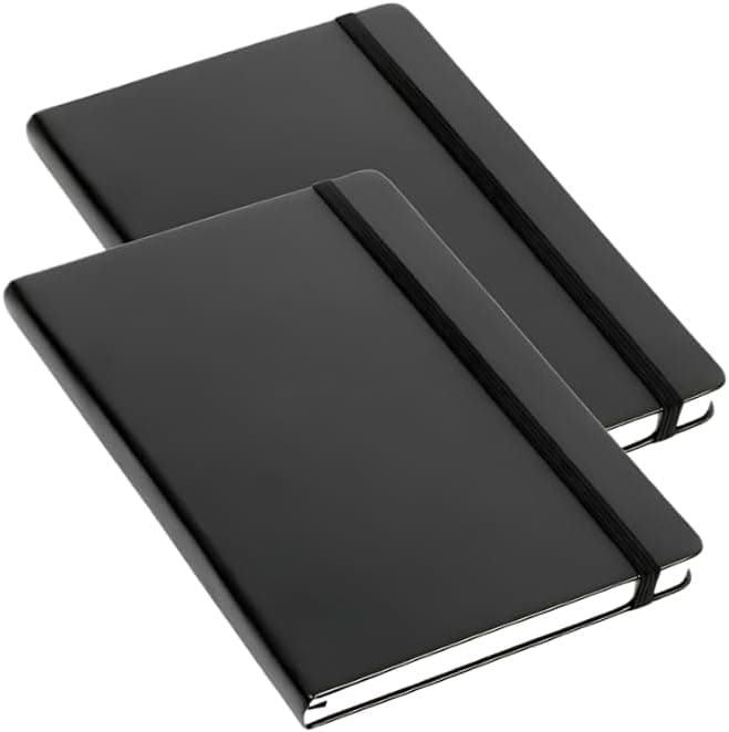 Kit 2 Caderneta Para Anotações Capa Dura Emborrachada Pautada com Elastico A5 80 Folhas, Bloco de notas Pautadas, PREMIUM