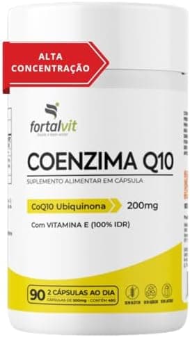 Coenzima Q10 200mg - 90 Cápsulas, CQ10 + Vitamina E 100% IDR, Fortalvit